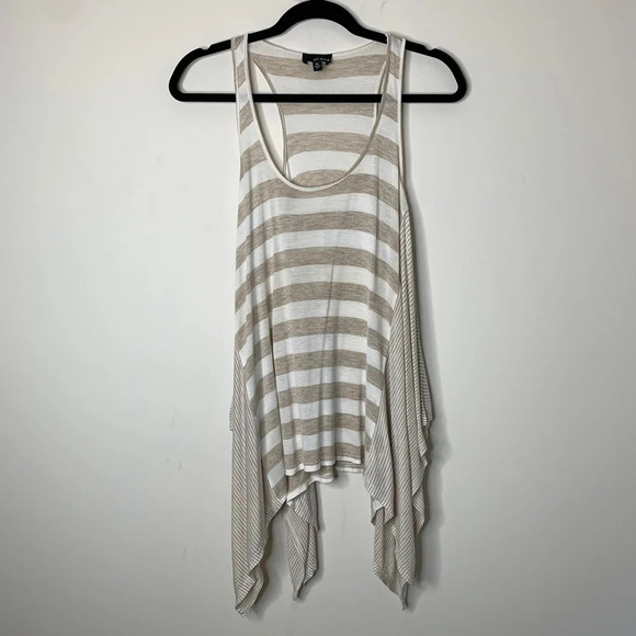 Aritzia Dilemma Tank Top Blouse Draped Stripe Flowy Sleeveless Cream White XS - Picture 4 of 15